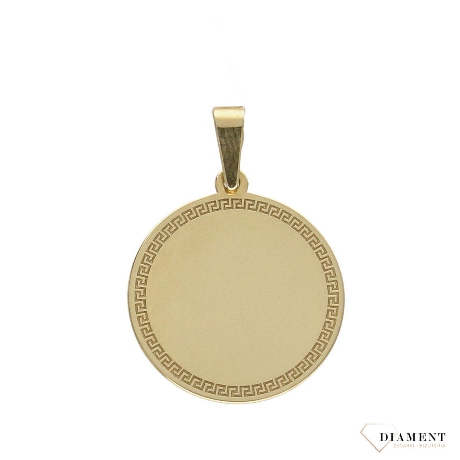 Złota zawieszka 585 okrągła z drogą grecką DIA-ZA 4819-585.jpg